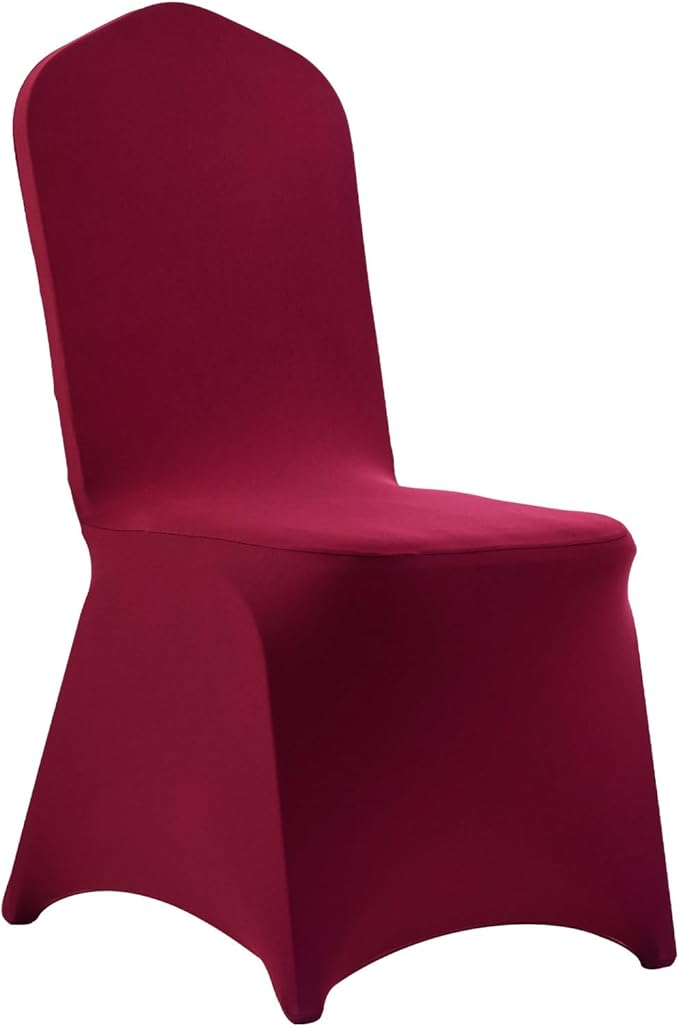 VEVOR Chair Covers, Polyester Spandex Chair Cover, Stretch Slipcovers for Wedding Party Dining Banquet Flat-Front Chair Covers (Burgundy-a, 50PCS)