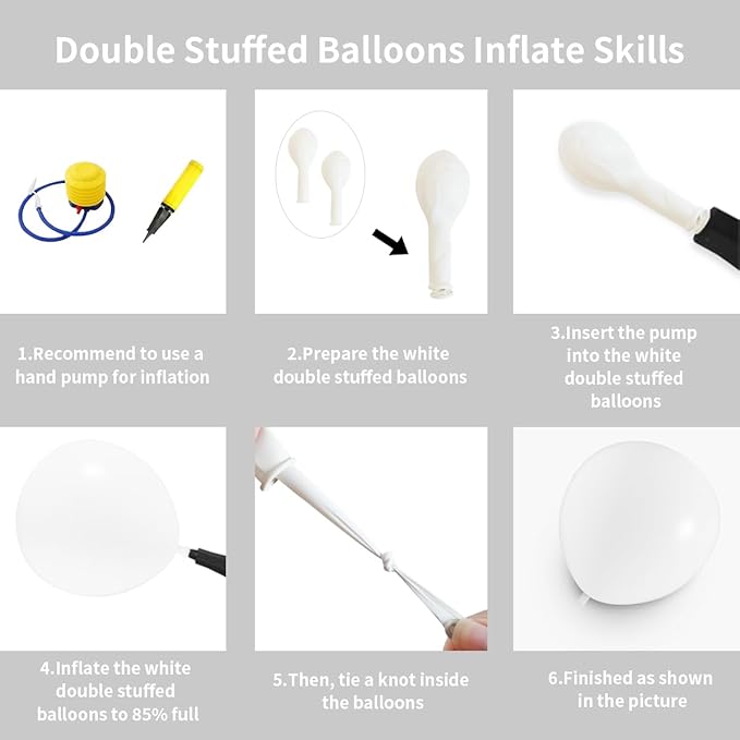 White Double Stuffed Balloons Different Size 115Pcs 5/10/12/18" White Balloon Arch Garland kit for Birthday Baby Shower Bridal Shower Gender Reveal Wedding Theme Party
