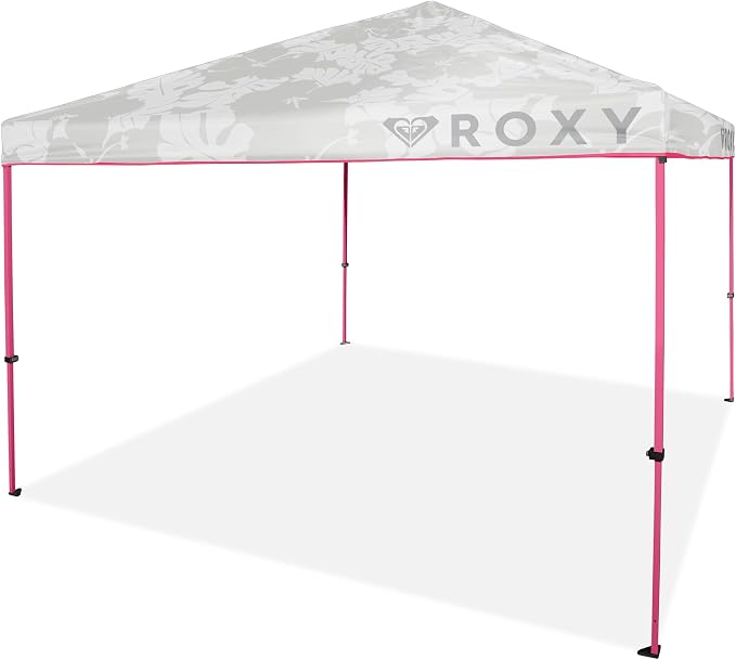 Roxy 10x10 Pop Up Canopy – Outdoor Beach Tent with Easy Up One-Push Setup – Portable Shade Shelter for Beach, Tailgate, Family Trips, RV Camping – Folding Gazebo with Wheeled Bag – Hot Pink/White