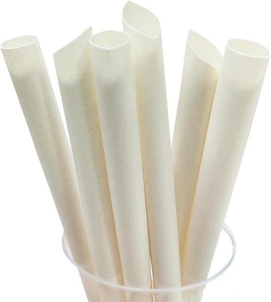 Extra Large 12mm Bamboo Jumbo Smoothie Straw for Slushie, 200 Pack Biodegradable Natural Plant Based Bamboo Fiber Straws Disposable Boba Bubble Tea Straws with End Sharp