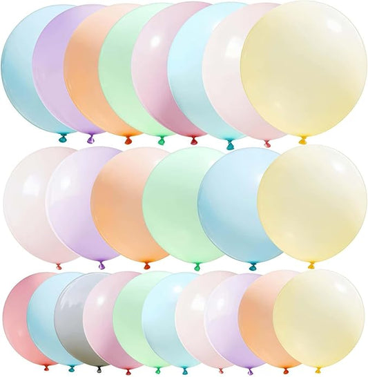 50 Pack Pastel Balloons 18 24 36 Inch Macaron Rainbow Colors balloon Various Sizes, for Baby Shower, Birthday, Wedding, Easter Party Decorations