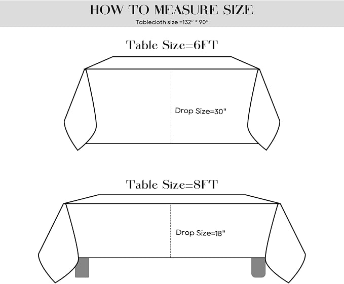 Surmente 5 Pack White Rectangle Tablecloth 90 x 132-inch Rectangular Polyester Table Cloth for Weddings, Banquets, or Restaurants