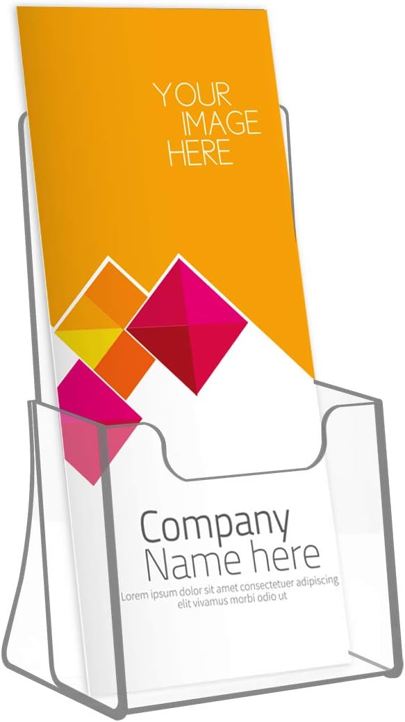 NIUBEE Acrylic Brochure Holder for 4’’ Trifold Pages, 50% Thicker Countertop Acrylic Literature Holder Plastic Flyer Display Stand for Magazine, Pamphlet, Booklets, Menu, Journals, 6 Pack