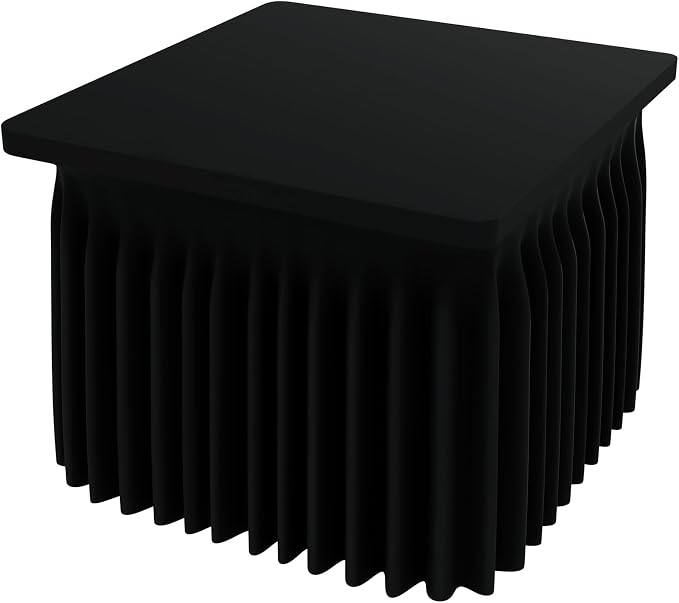 Smiry Spandex Tablecloth, Elastic Fitted Stretch Tablecloth for 4FT Rectangle Tables, Waterproof Washable Table Cover Skirt for Outdoor, Wedding, Banquet & Parties (Black, 48Lx48Wx30H Inch)