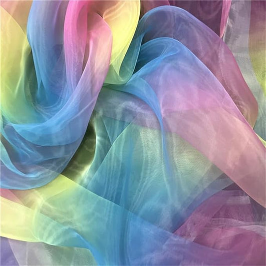 YYCRAFT Two Tone Sheer Organza Fabric by The Yard for Curtain Weddings Decor 2 Yards, Rainbow