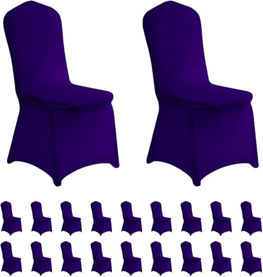 LZY 20pcs Spandex Chair Cover Stretch Slipcovers for Wedding Party, Dining Banquet Chair Decoration Covers (Purple, 20)