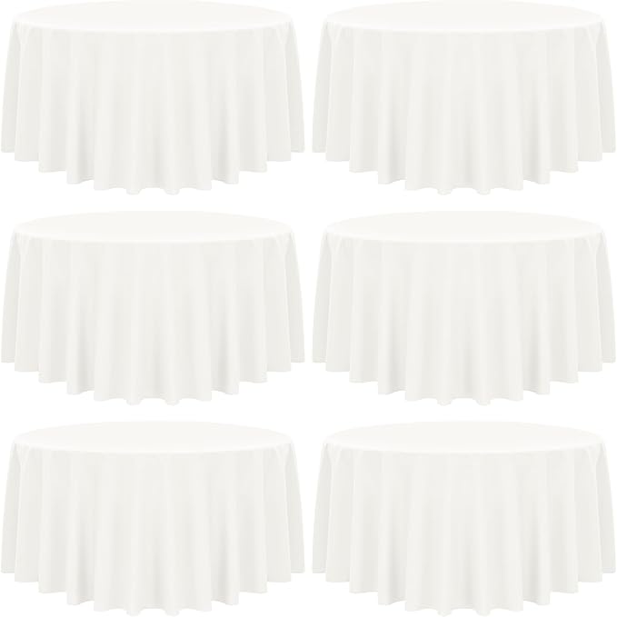 YMHPRIDE 6 Pack Round Tablecloth Ivory Tablecloths 90 Inch Polyester Round Table Cloth,Ivory Tablecloth Round 90 inch Washable Fabric Table Covers for Wedding,Party,Dining,Banquet