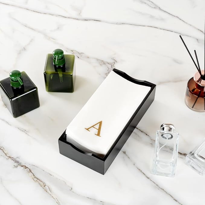 Luxenap 15.8 X 7.9 Inch Linen-Feel Guest Towels, 2000 Lettered Hand Towels - Gold Letter 'A', Sans Serif Font, White Paper Dinner Napkins, airlaid, For Restrooms And Tables - Restaurantware