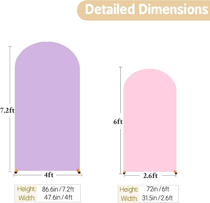Pink Purple Arch Covers 7.2 and 6ft Backdrop Arch Cover Set of 2 Stretchy Back Drop Cover Spandex Baby Shower Arch Backdrop Wedding Birthday Bridal Shower Mermaid Party Decor Balloon Arch Stand Cover