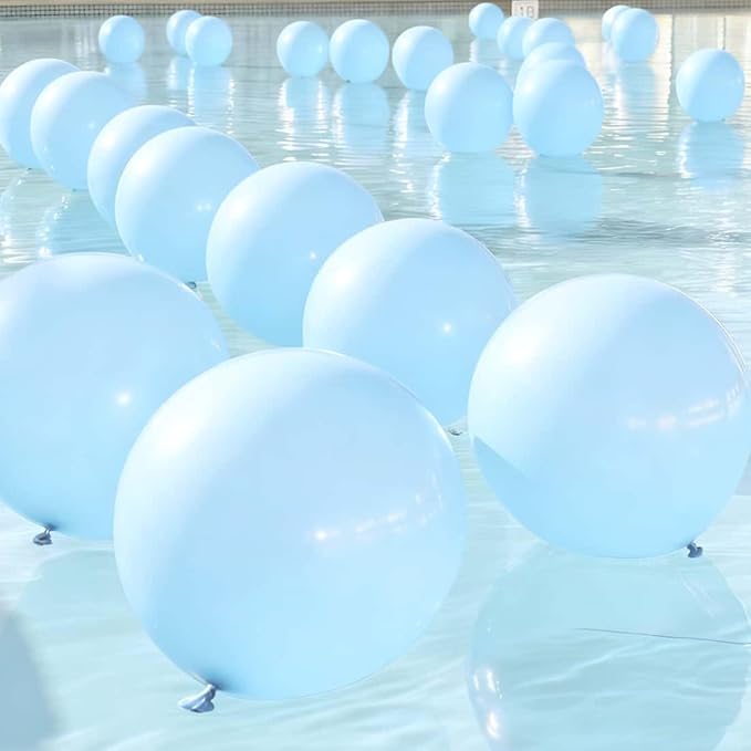 50 Pcs Light Blue Balloons Kit 18 24 36 Multi Sizes Pastel Blue Giant Balloon, Use for Pool Party Birthdays Baby Shower Gender Reveal Party Decoration