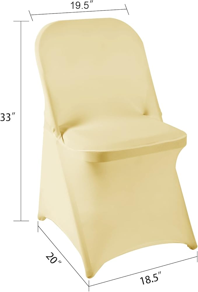 Howhic Folding Chair Covers - 36pcs, Universal Spandex Fitted Covers for Parties, Weddings, Banquets & Conferences (Champagne)