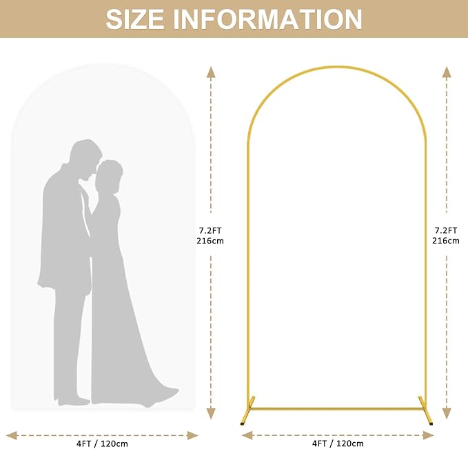 FANPROMS 7.2 FT Wedding Arch Stand and White Arch Cover Set Metal Arch Stand Frame with Spandex Arch Cover Balloon Arch Stand and Cover Set for Wedding Ceremony Birthday Party Event Decor
