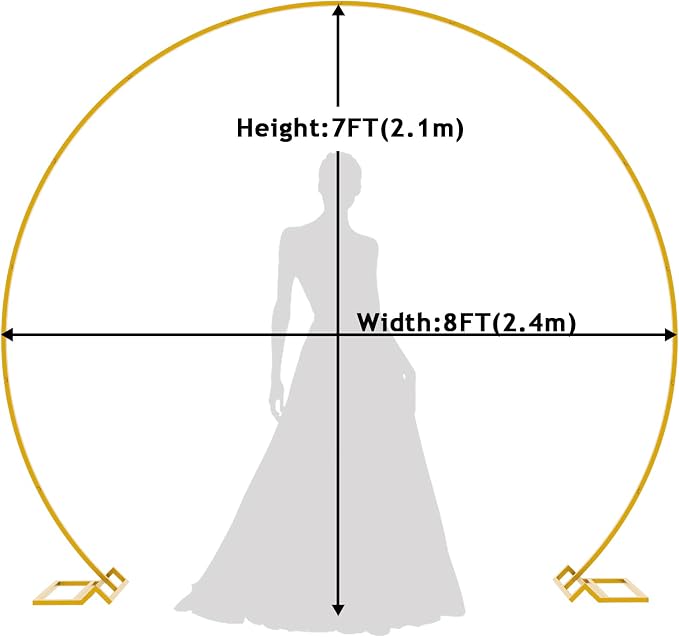 Fomcet Round Backdrop Stand 8FT Gold Circle Balloon Arch Frame Large Metal Wedding Arch for Anniversary Birthday Party Valentine Ceremony Wedding Decorations Thickened Square Tubes