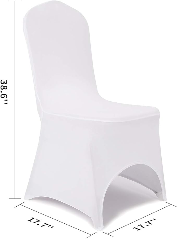 Peomeise Stretch Spandex Chair Cover for Wedding Party Dining Banquet Event with Open Back (White,6pcs)