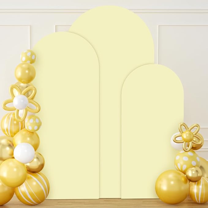 Spandex Arch Cover Set of 3 Yellow Wedding Arch Frame Covers 4ft 5ft 6ft Chiara Arch Backdrop Stand Cover Balloon Arch Covers Round Top Arch Panels Backdrop for Gender Reveal Arch Decorations