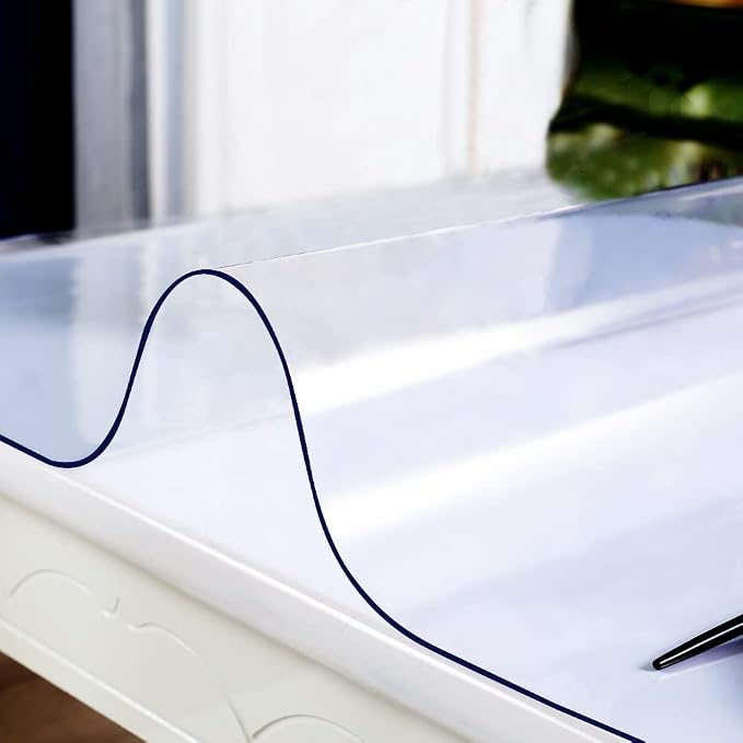 Clear Table Protector Plastic 39.4x94.5" PVC Tablecloths Refrigerator Top Protector Vinyl Cloth Wooden Furniture Sofa Living Room Child Painting Tabletop Surface Protection Crystal Play Game Desk Mat