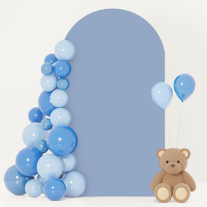 FOTSHARER Dusty Blue Arch Cover 3.3x6.6 FT Wedding Arch Cover Spandex Fitted Wedding Arch Stand Covers for Arch Backdrop Stand Round Top Chiara Backdrop Cover for Bridal Baby Shower Party Decoration