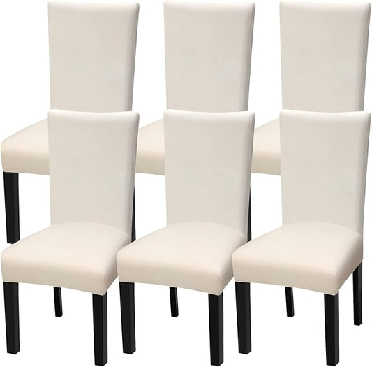 Fuloon 6 Pack Super Fit Stretch Removable Washable Short Dining Chair Protector Cover Seat Slipcover for Hotel, Dining Room, Ceremony, Banquet Wedding Party