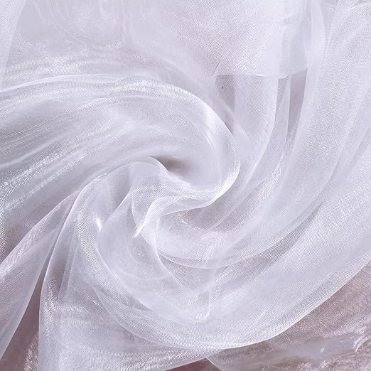 YYCRAFT Sheer Organza Fabric by The Yard for Curtain Weddings Decor 2 Yards,Solid White