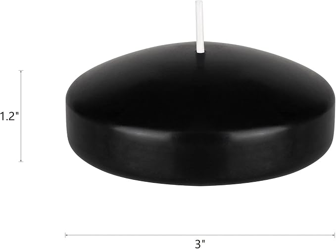 Mega Candles 24 pcs Unscented Black Floating Candles, Hand Poured Wax Candle 3 Inch Diameter, Home Décor, Wedding Receptions, Occasions, Festivities, Events, Meditations, Tranquility, Spa