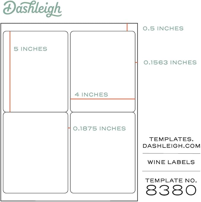 Large Wine Bottle Kraft Printable Labels, 4x5 inches, fits Classic Bordeaux, Burgundy, and Champagne Bottles (Brown Kraft, 40 Labels)