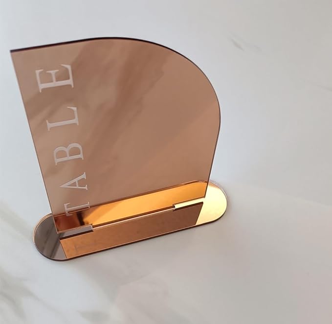 Acrylic Wedding Table Numbers,Semi-Arched Mirrored Acrylic Table Numbers for Party,Events,Occasion Decoration (Number 1-10, Rose Gold Mirror)