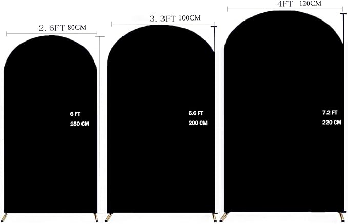 7.2FT Black Arch Backdrop Cover, Stretchy Spandex Material, Wedding Arch Cover for Party Celebration Decoration