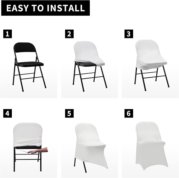 HAINARverS Folding Chair Covers for Wedding, 10pcs Stretch Spandex Washable Fabric Chair Cover, Decoration Chair Cover for Wedding, Party, Banquet, Birthday, Conference, Event(White, 10 PCS)