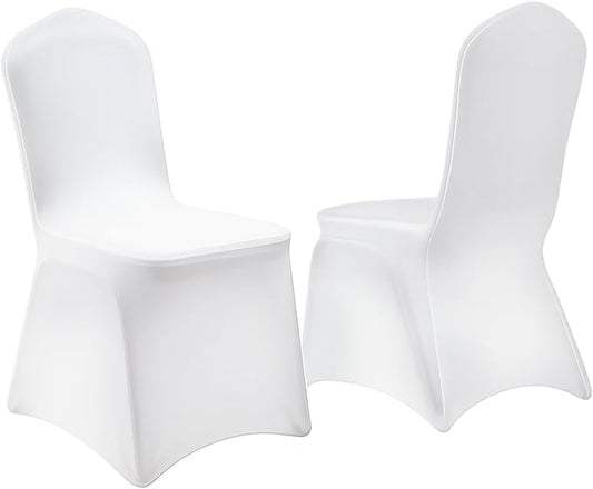 EMART White Chair Covers 10 Pcs Spandex Stretch Universal Standard Seat Slipcovers Fitted for Wedding Bulk, Party, Banquet and Holidays Celebration