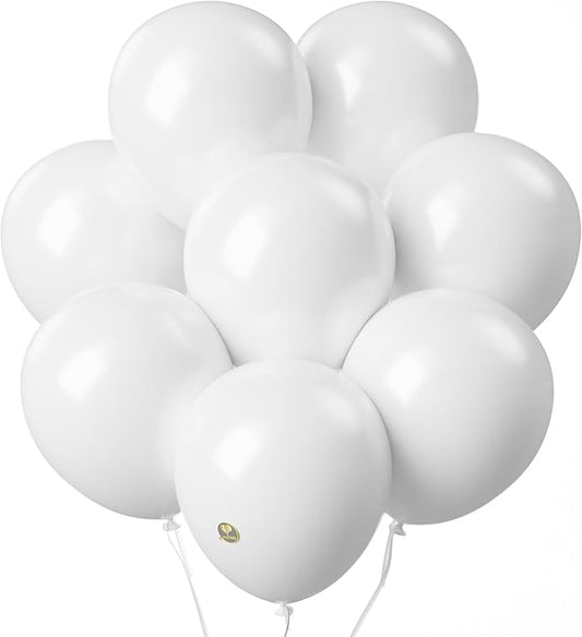 AFTERLOON® Biodegradable Balloons White 12 Inch 100 Pack, Matte Color Thickened Extra Strong Latex Helium Float, for Baby Shower Gender Reveal Garland Arch Wedding Birthday Party Decorations
