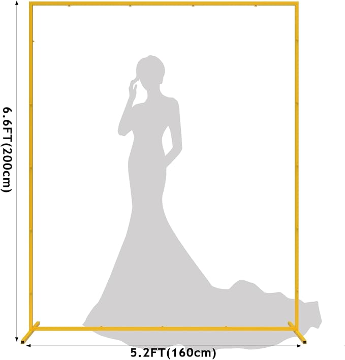 Wokceer Backdrop Stand Square Wedding Arch 6.6FT x 5.2FT Gold Metal Balloon Arch Backdrop Stand for Wedding Ceremony Birthday Party Baby Shower Photo Booth Background Decor