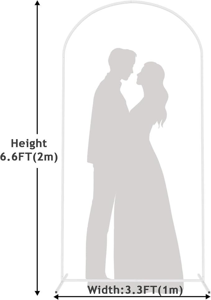 Putros Metal Arch Backdrop Stand 6.6FT White Wedding Backdrop Stand Square Arch Frame for Birthday Party Bridal Baby Shower Ceremony Decoration