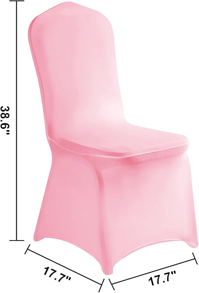 LZY 10pcs Spandex Chair Cover Stretch Slipcovers for Wedding Party, Dining Banquet Chair Decoration Covers (Pink, 10)