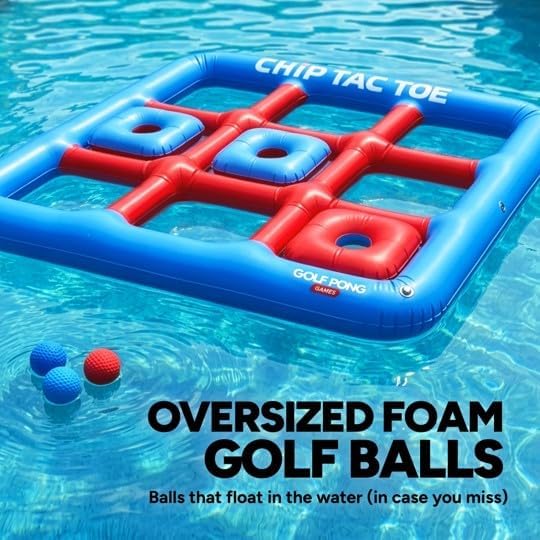 Golf Pong Chip Tac Toe Floating Pool Game - 4FT Inflatable Tic Tac Toe Pool Toy for Adults & Teens, Outdoor Games, Pool Party Games, Backyard Games & Yard Games (No Club Included)