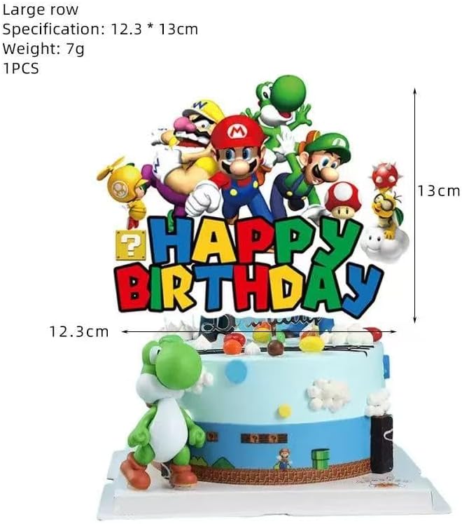 44 Pack Super Brothers Party Supplies Kit Set Include Banner ,Spiral flagpole,Cake Topper,cupcake toppers ,Balloons for Party Decorations (White-9)