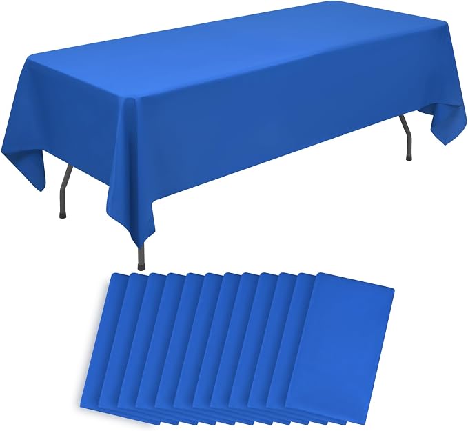12 Pack Royal Blue Tablecloth 60x102 Inch Rectangular Table Cover | Wrinkle Resistant, Machine Washable Reusable, Wedding, Banquet, Restaurant, Party, Baby Shower,Indoor Outdoor Events