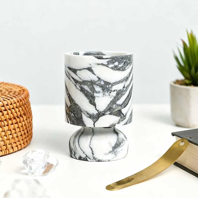 Modern Marble Pillar Candle Holder, Natural Marble Candlestick Holder, French Centerpieces for Table, Elegant Marble Home Decor for Anniversary Weddings Valentine's Day