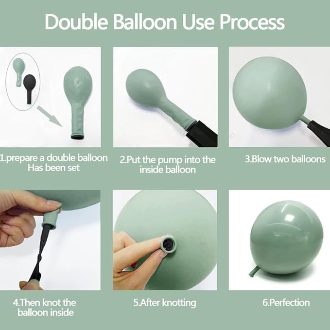 Sage Green White Balloon Garland Double Stuffed Dusty Green White Pearl Balloons Olive Pastel Balloon Arch Kit for Baby Shower Bridal Shower Birthday Easter Baptism Graduation Party Decorations