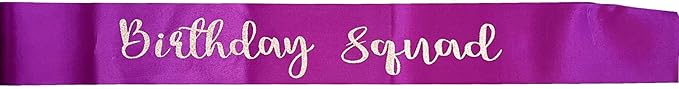 10Pcs Birthday Squad Sash Silver Glitter Purple Satin Sashes Funny Birthday Sashes Birthday Party Supplies Gifts