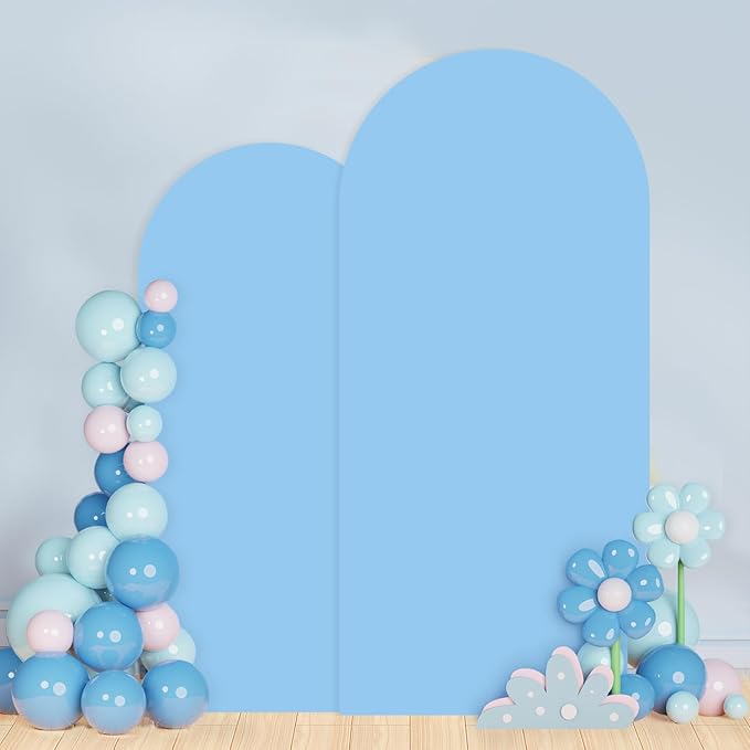 Wedding Arch Cover Set of 2 Baby Blue Arch Backdrop Cover 7.2ft, 6ft Spandex Fitted Backdrop Arch Covers Chiara Stand Cover Baby Shower Backdrop Coovers for Birthday Party Gender Reveal Decor