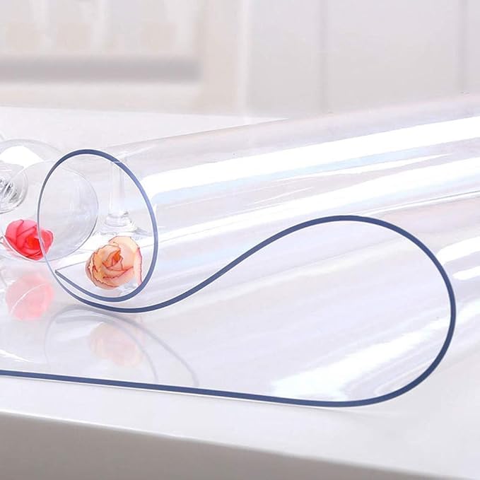 NECAUX Custom 18 x 71 Inch Clear Table Cover Protector, 1.5mm Thick Water Resistant Plastic Non-Slip Table Pad Table Cover Protector for Coffee Table Decor, Writing Desk, Trainning Table, Vanity Table