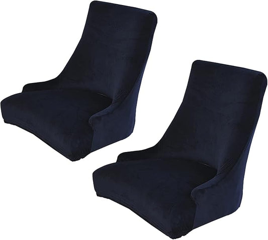rismart Wingback Dining Chair Cover Stretch Removable Spandex Seat Slipcovers,Navy Blue 2 PCS