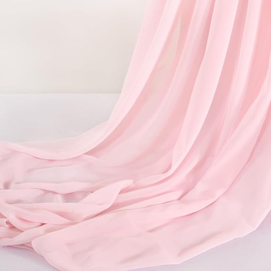 MLMC Pink Chiffon Fabric by The Yard Pre-Cut Sheer Chiffon Arch Fabric 10 Yards Airy Continuous Draping Panels 60 inch Wide for Wedding Backdrop Craft Ceiling Decor