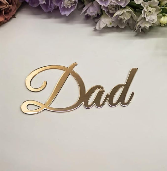 8pcs of Dad/Daddy Cake Toppers,Father's Day Cake Toppers,Mirror Acrylic Cupcake Topper for Happy Birthday Father's day Cake Party Decoration (6'', Rose Gold Mirror)
