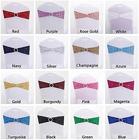 Sequin Chair Sashes Spandex, Pack of 20 Sequin Stretch with Buckle Chair Bands for Wedding Banquet Birthday Graduation Party Anniversary Prom Celebration Chair Decorations (Magenta, 20pcs)