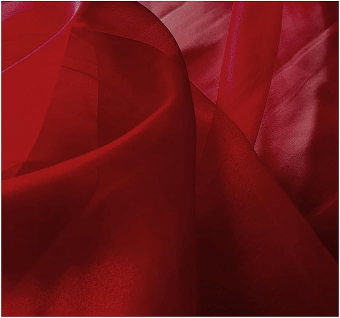 MDS Pack of 65 Yard Sheer Organza Fabric for Wedding Party Home Event Banquet Decorations, Backdrop Curtain Craft Dress Sewing Fashion DIY Crystal Organza Tulle Fabric Bolt 44” Wide - Maroon