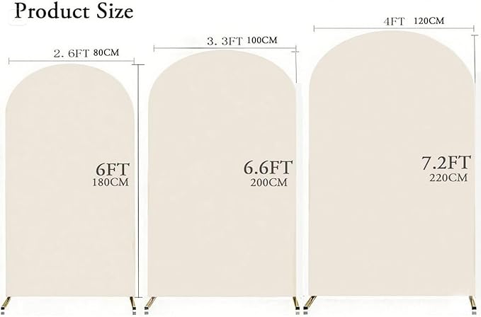 Beige 6FT Wedding Arch Cover, Spandex Arch Backdrop Cover for Festivals Birthday Party Banquet Ceremony Decoration