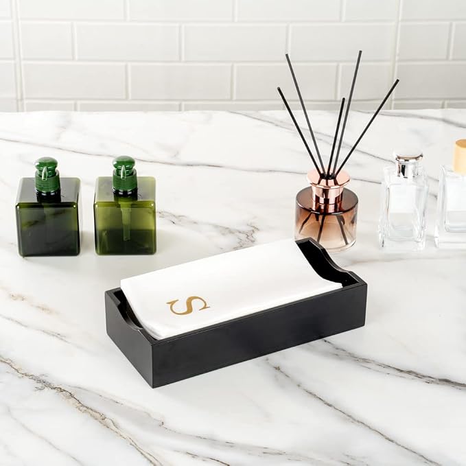 Luxenap 15.8 X 7.9 Inch Linen-Feel Guest Towels, 50 Lettered Hand Towels - Gold Letter 'S', Sans Serif Font, White Paper Dinner Napkins, airlaid, For Restrooms And Tables