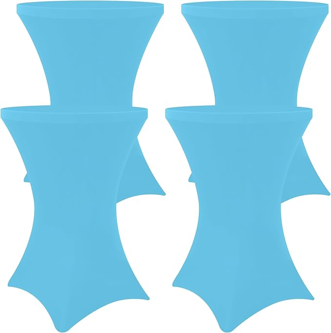 Moosfor Spandex Cocktail Table Covers 4 Pack, Elastic Fitted Stretch Table Cloth, Round High Top Tablecloths for Bar, Party, Pub, Wedding & Banquet (Blue Mist, 32x43 Inch)