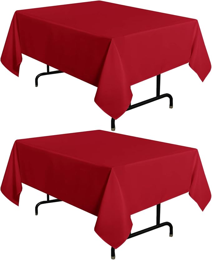 sancua 2 Pack Red Tablecloth 54 x 54 Inch, Stain and Wrinkle Resistant Square Table Cloth - Washable Polyester Table Cover for Dining Tables, Buffet Parties and Camping